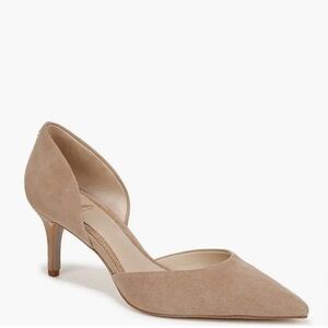 Sam Edelman Telsa Jaina D’Orsay Heels Pumps Suede Oatmeal Tan sz 9 9M